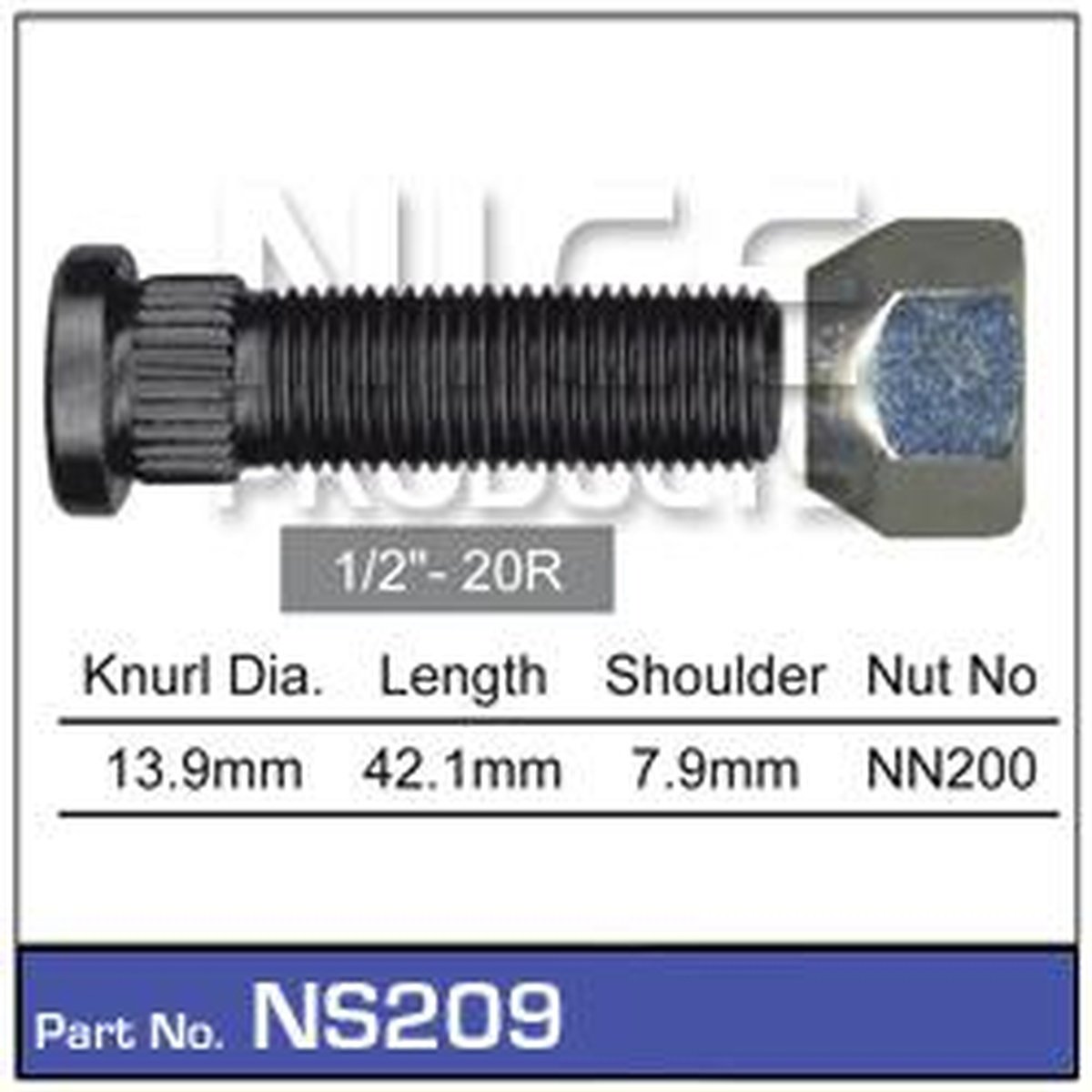 NICE Wheel Stud & Nut 1/2" 42.1mm NS209