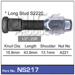 NICE Wheel Stud & Nut 1/2" 43.9mm NS217
