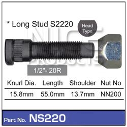 NICE Wheel Stud & Nut 1/2" 55mm NS220