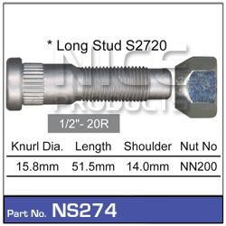 NICE Wheel Stud & Nut 1/2" 51.5mm NS274