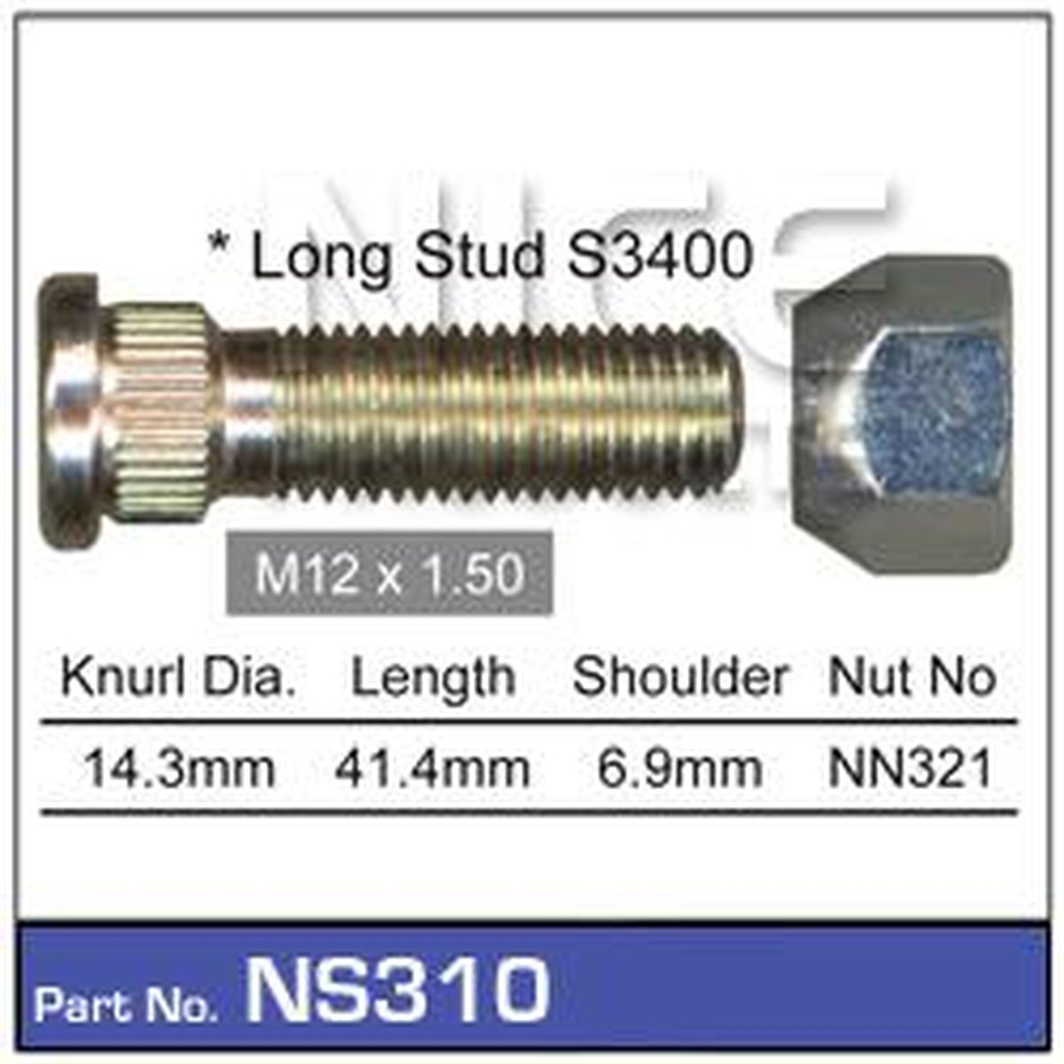 NICE Wheel Stud & Nut M12x1.50 40.1mm NS310