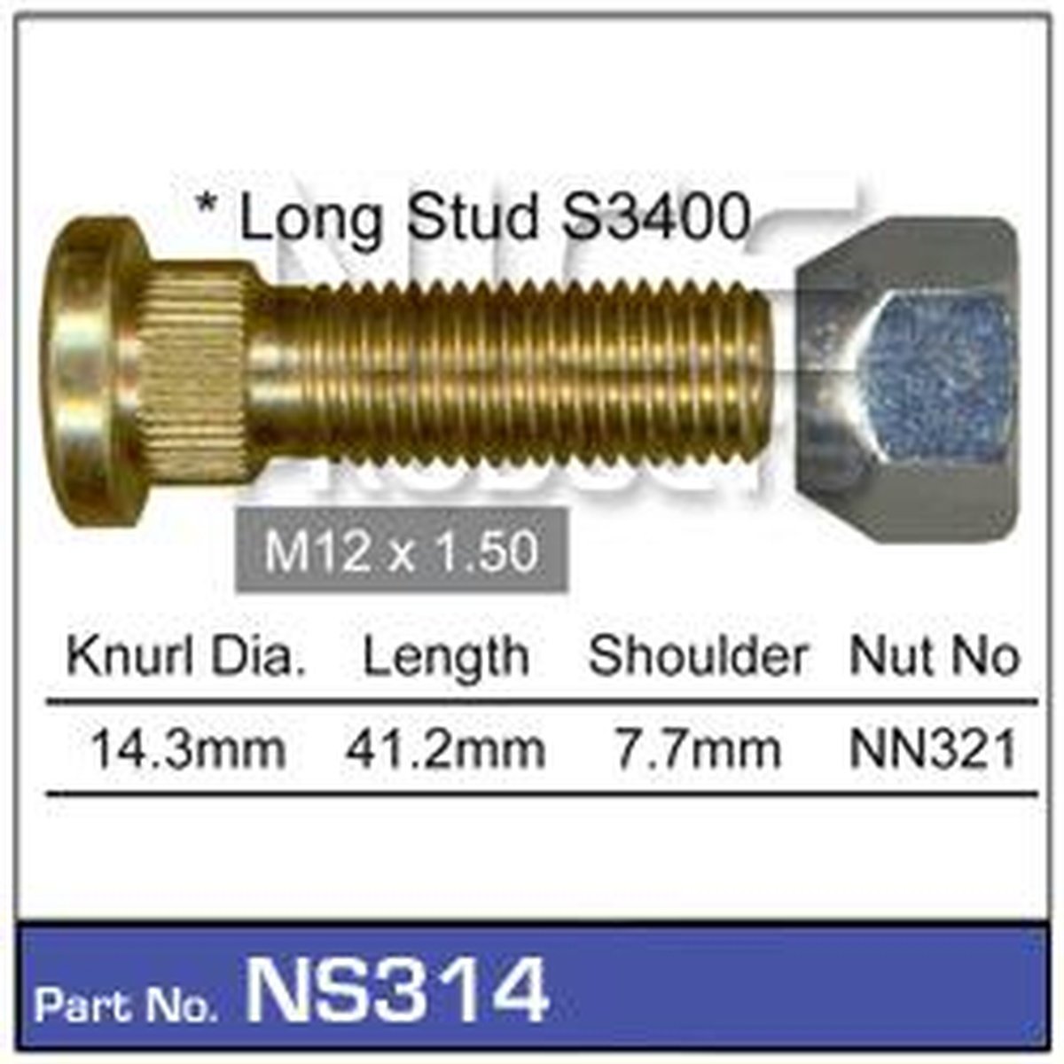 NICE Wheel Stud & Nut M12x1.50 40.0mm NS314