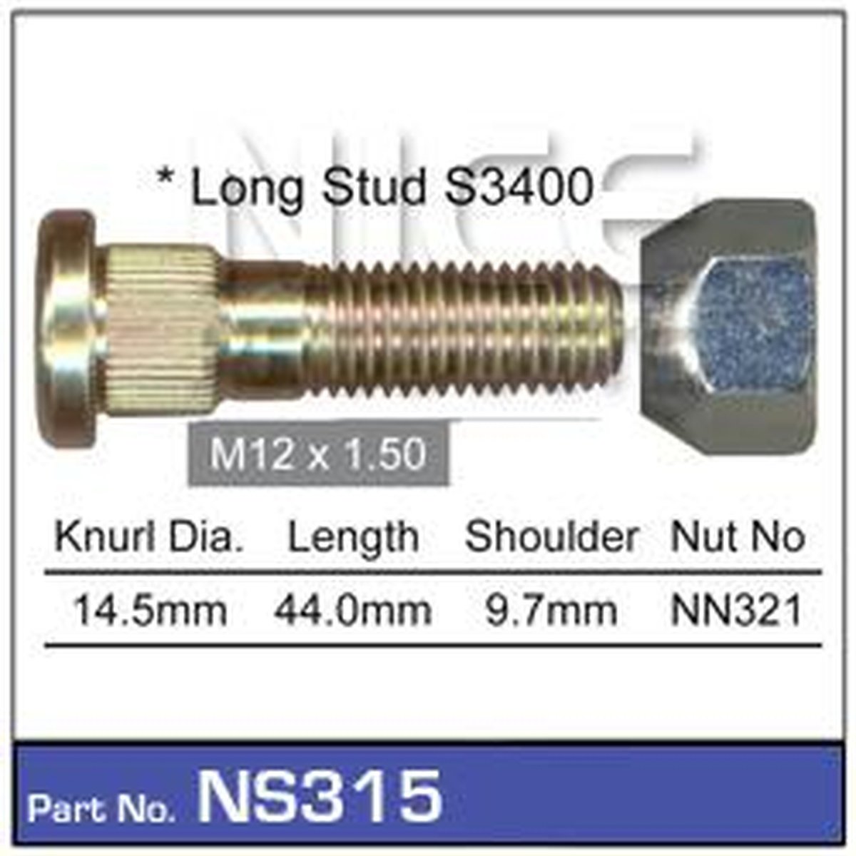NICE Wheel Stud & Nut M12x1.50 42.4mm NS315