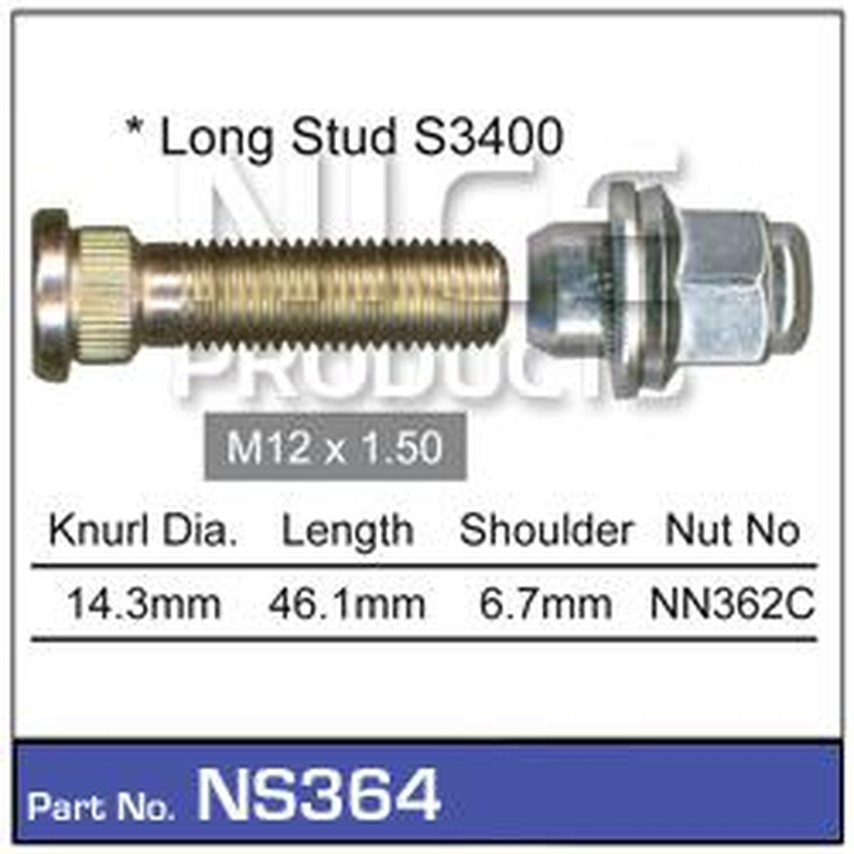 NICE Wheel Stud & Nut M12x1.50 46.1mm NS364