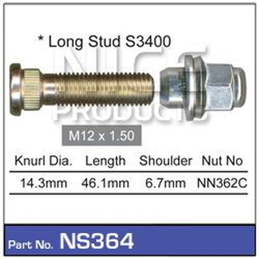NICE Wheel Stud & Nut M12x1.50 46.1mm NS364