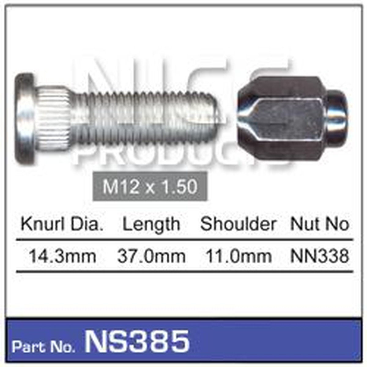 NICE Wheel Stud & Nut M12x1.50 37.2mm NS385