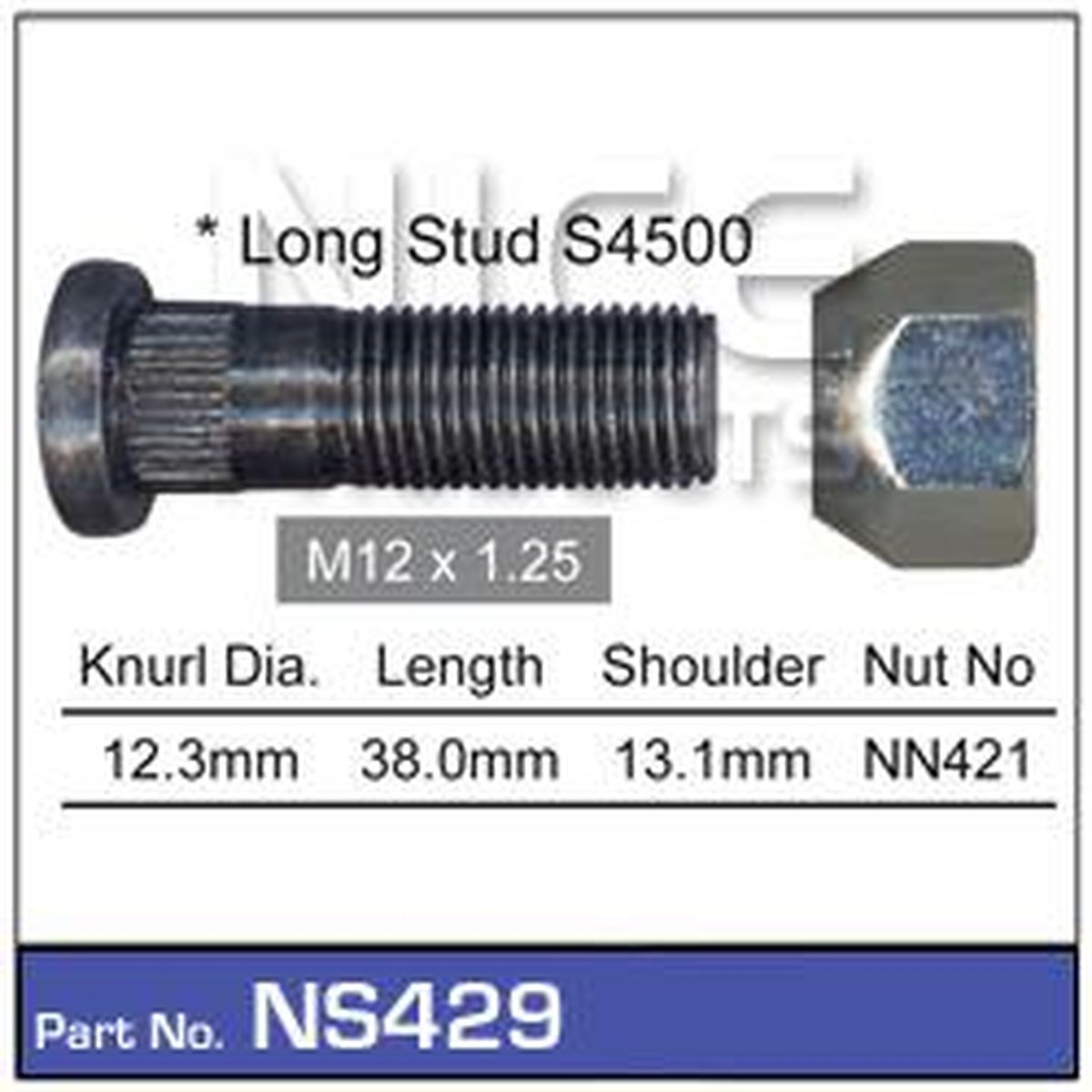 NICE Wheel Stud & Nut M12x1.25 37mm NS429