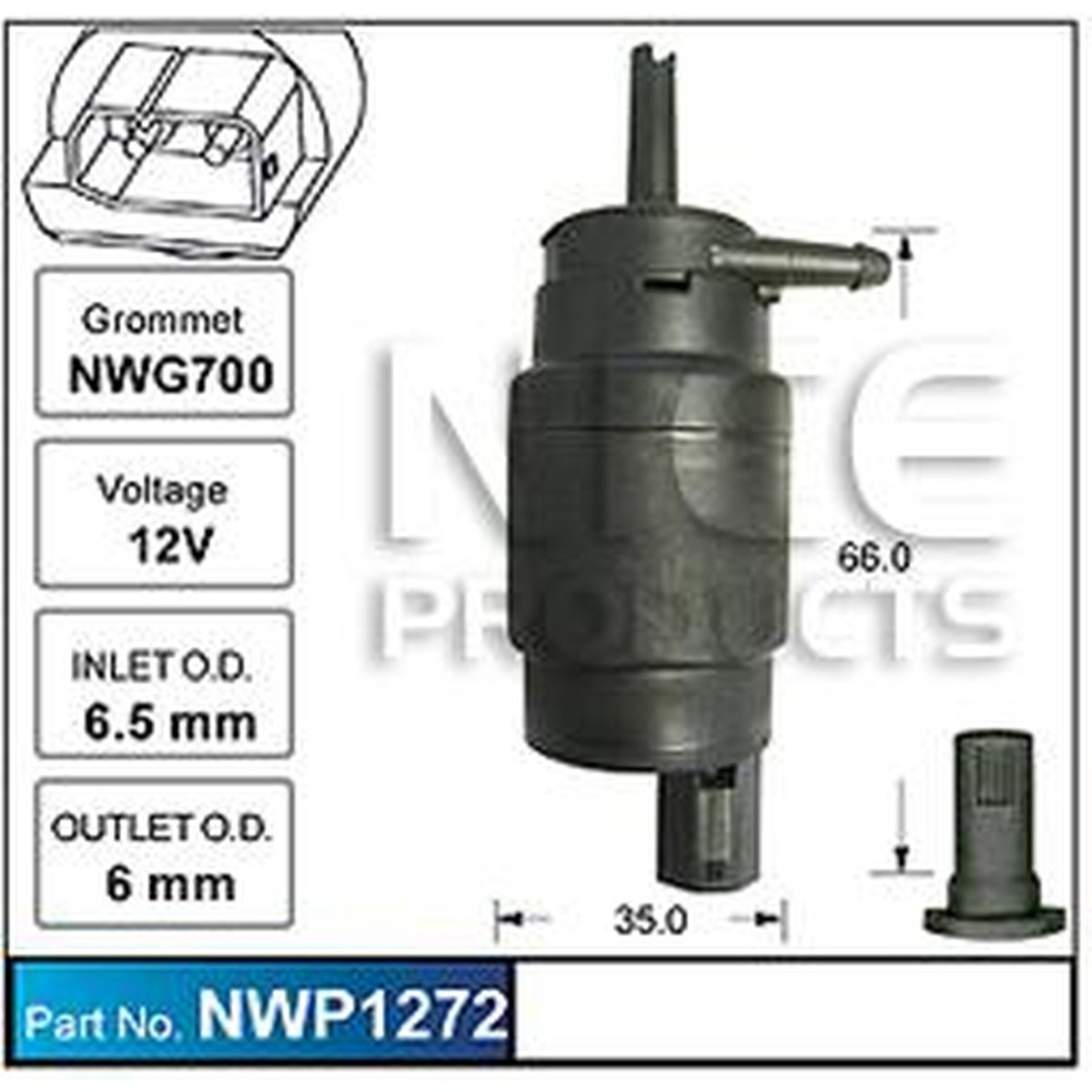 NICE Products Windscreen Washer Pump 12V NWP1272