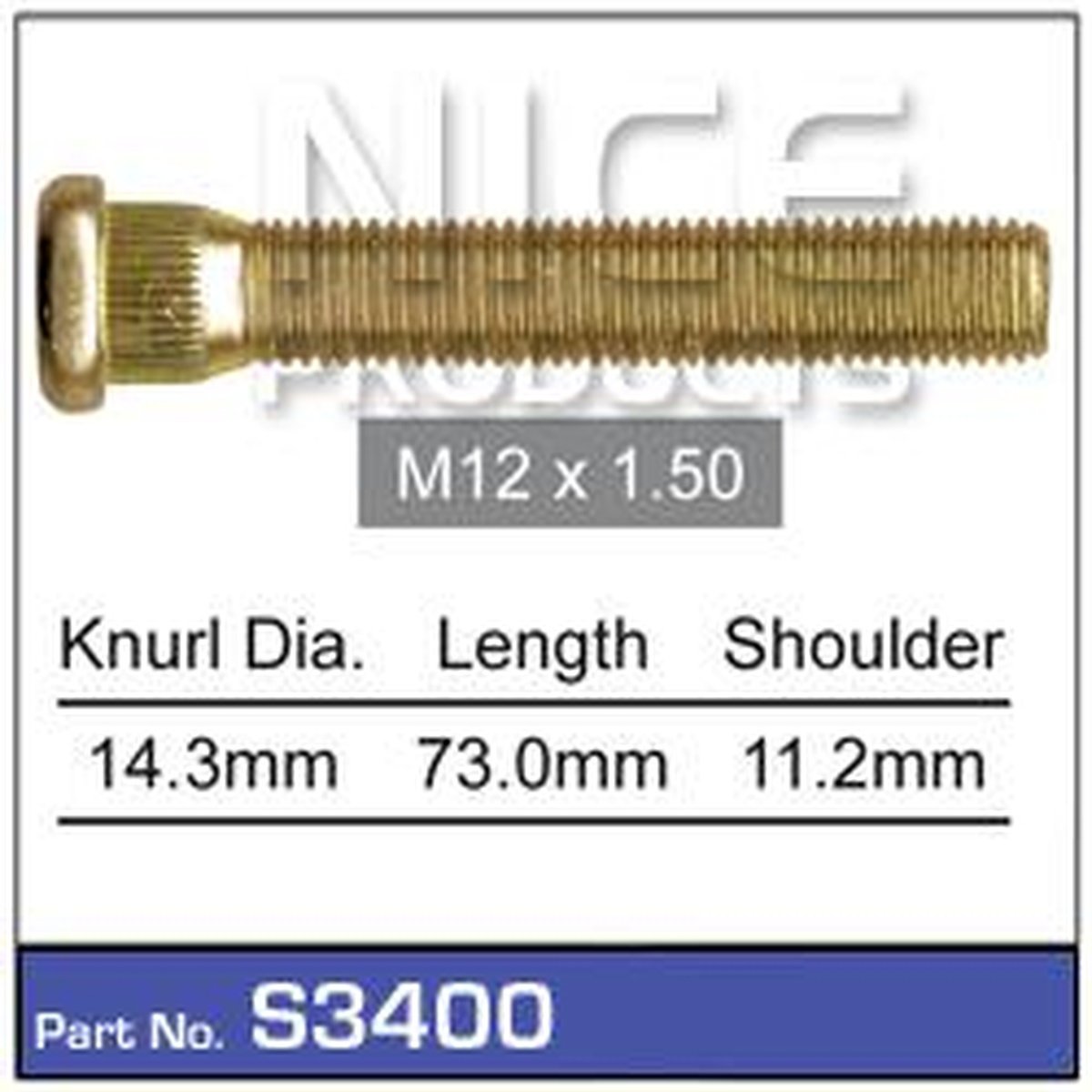 NICE Wheel Stud M12x1.50 73mm S3400