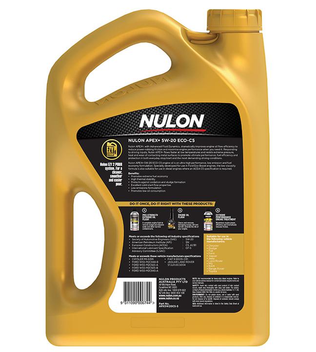 Nulon APEX+ 5W-20 ECO C5 Engine Oil 5L Full Synthetic APX5W20C5-5