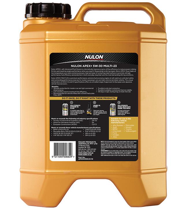 Nulon APEX+ 5W-30 Multi-34 Engine Oil 10L Full Synthetic APX5W30C34-10