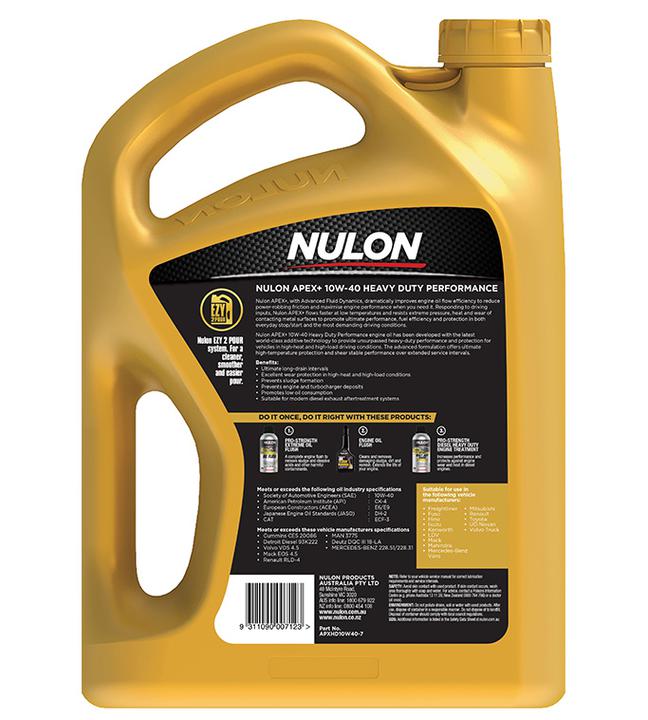 Nulon APEX+ 10W-40 Heavy Duty Diesel Engine Oil 7L Semi Synthetic APXHD10W40-7