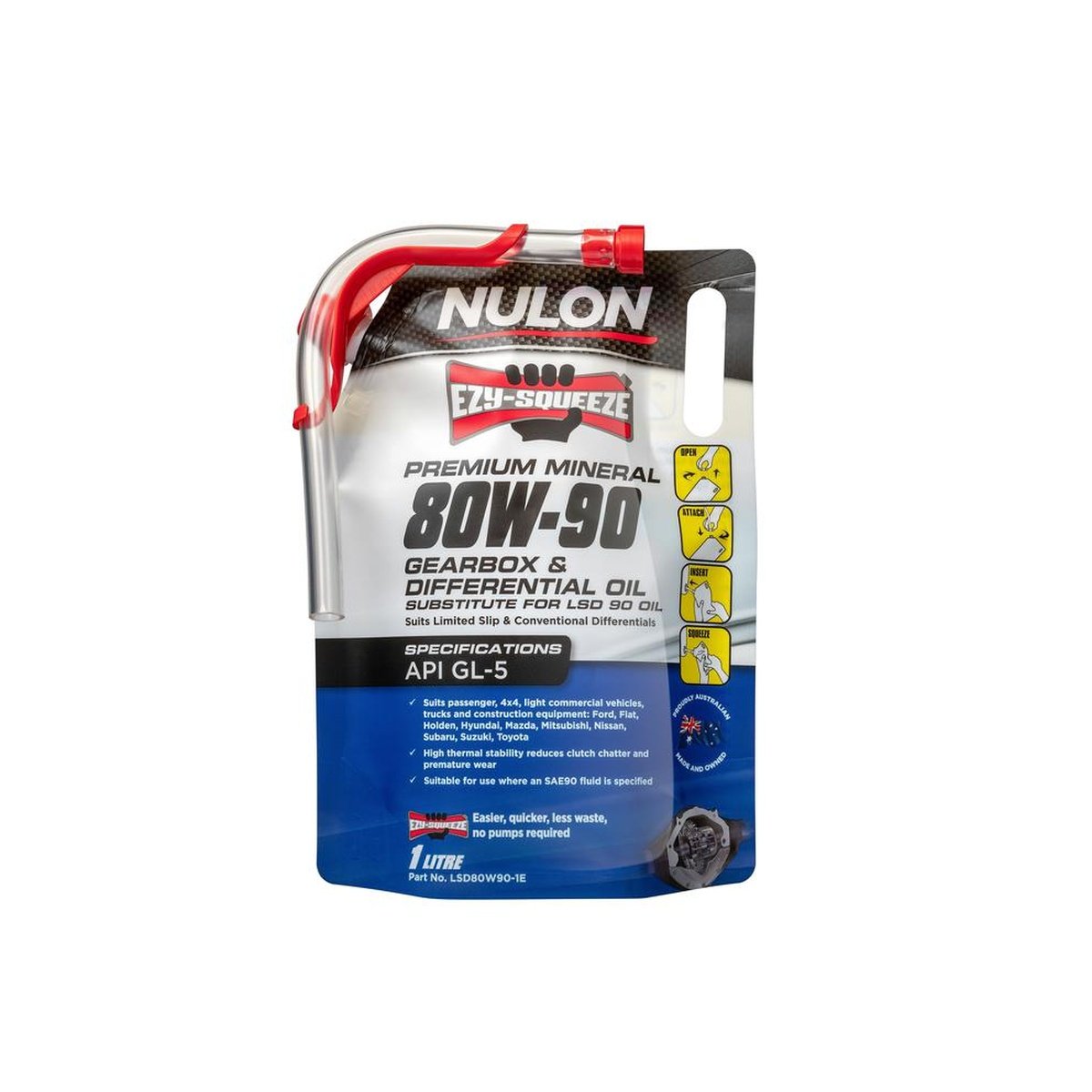 Nulon EZY-SQUEEZE 80W-90 Limited Slip Diff Oil 1L