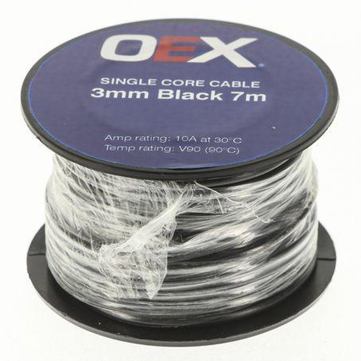 OEX Auto Cable 10A Single Core 3mm x 7m Black ACX0700-7M