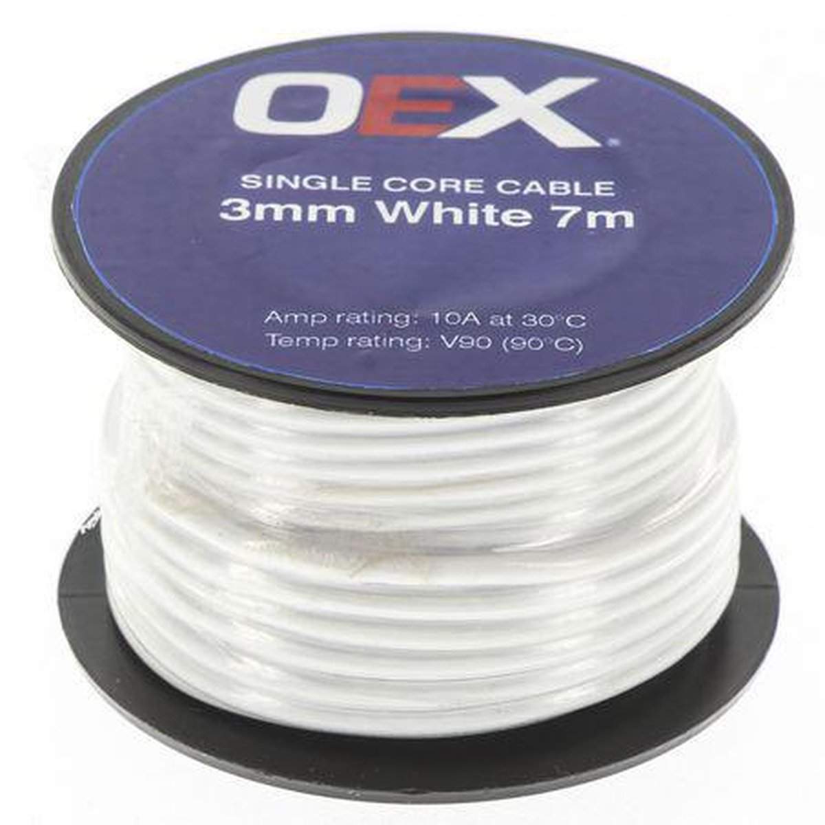 OEX Auto Cable 10A Single Core 3mm x 7m White ACX0703-7M