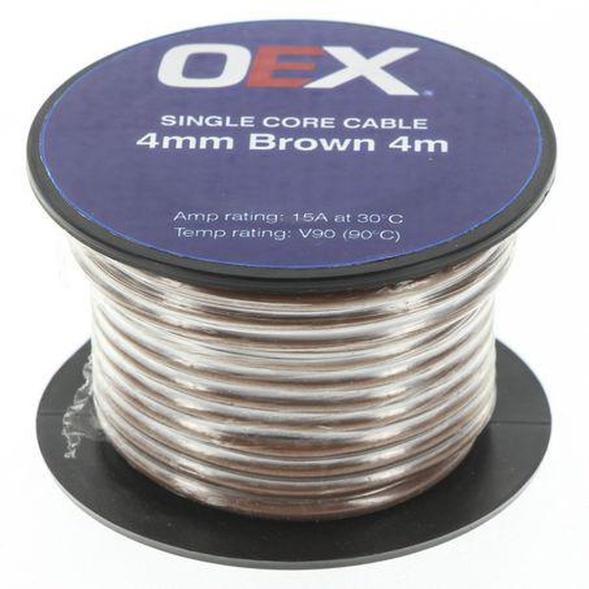 OEX Auto Cable 15A Single Core 4mm x 4m Brown ACX0728-4M