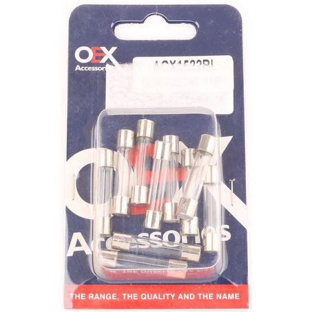 OEX Glass Fuse 3AG 10A (Pack of 10) ACX1522BL