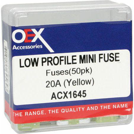 OEX Fuse Low Profile Mini Blade 20A Yellow (Pack of 50) ACX1645