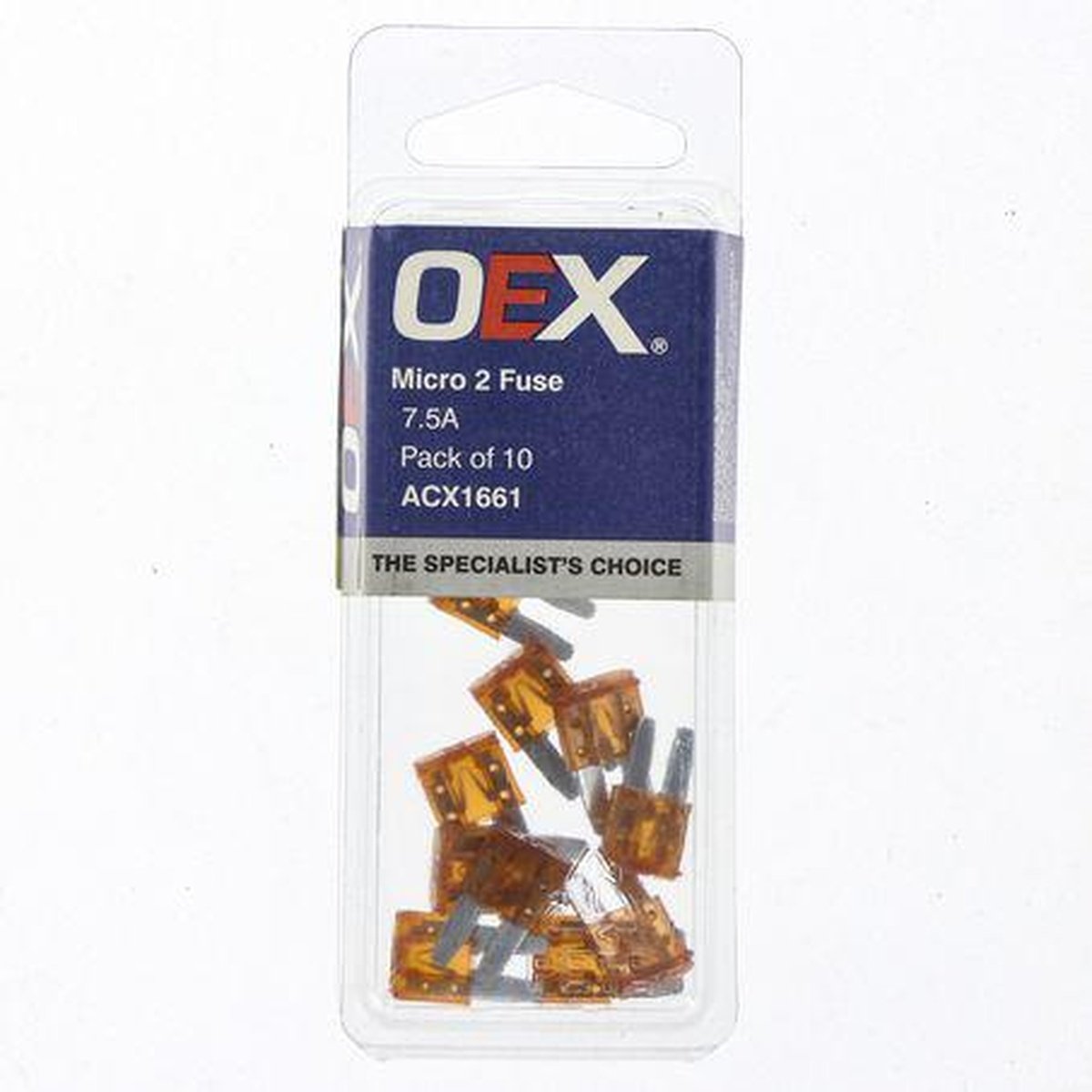 OEX Fuse Micro 2-Blade 7.5A Brown (Pack of 10) ACX1661