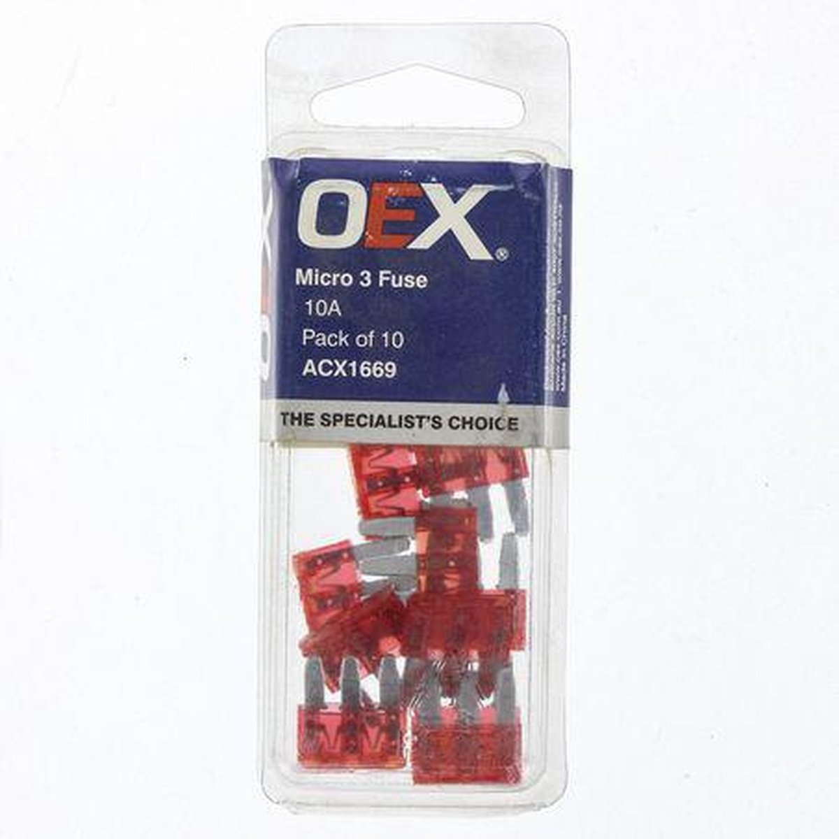 OEX Fuse Micro 3 Blade 10A Red (Pack of 10) ACX1669