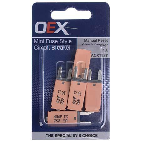 OEX Circuit Breaker Mini Blade Manual Reset 5A (Pack of 5) ACX1927
