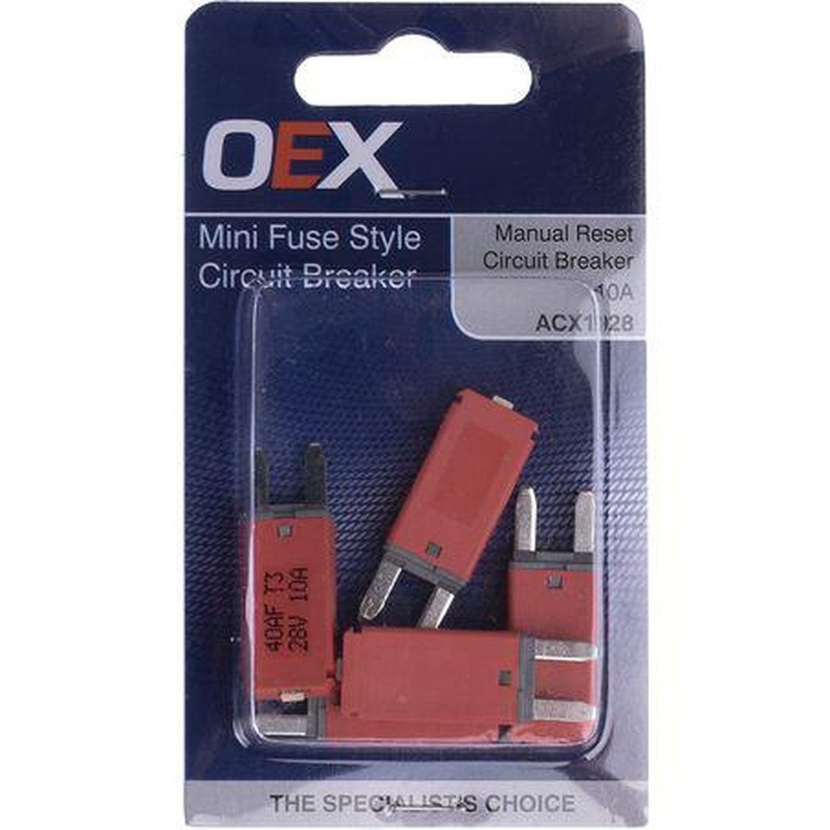 OEX Circuit Breaker Mini Blade Manual Reset 10A (Pack of 5) ACX1928