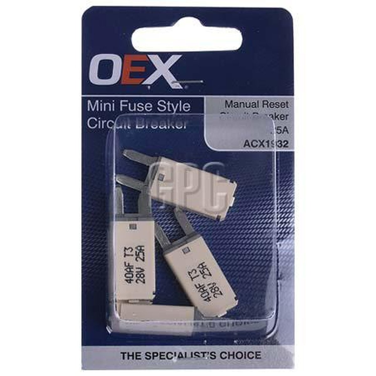 OEX Circuit Breaker Mini Blade Manual Reset 25A (Pack of 5) ACX1932
