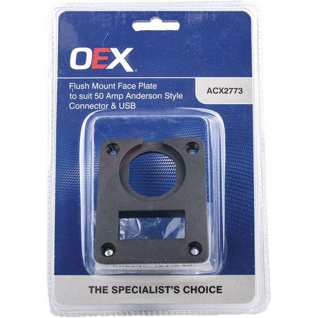 OEX Flush Mount Face Plate Suits 50A Anderson Style Connector & USB Socket ACX2773