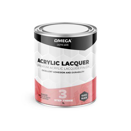 Omega Premium Acrylic Lacquer Gloss Finish Black 1L AA-ALGB1L