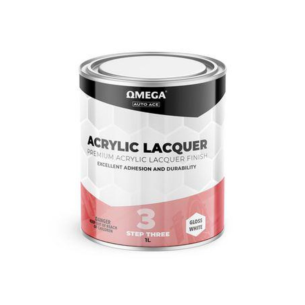 Omega Premium Acrylic Lacquer Gloss Finish White 400g AA-ALGW400G