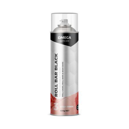 Omega Roll Bar Paint Aerosol Spray Satin Black 400g AA-RBSB400G