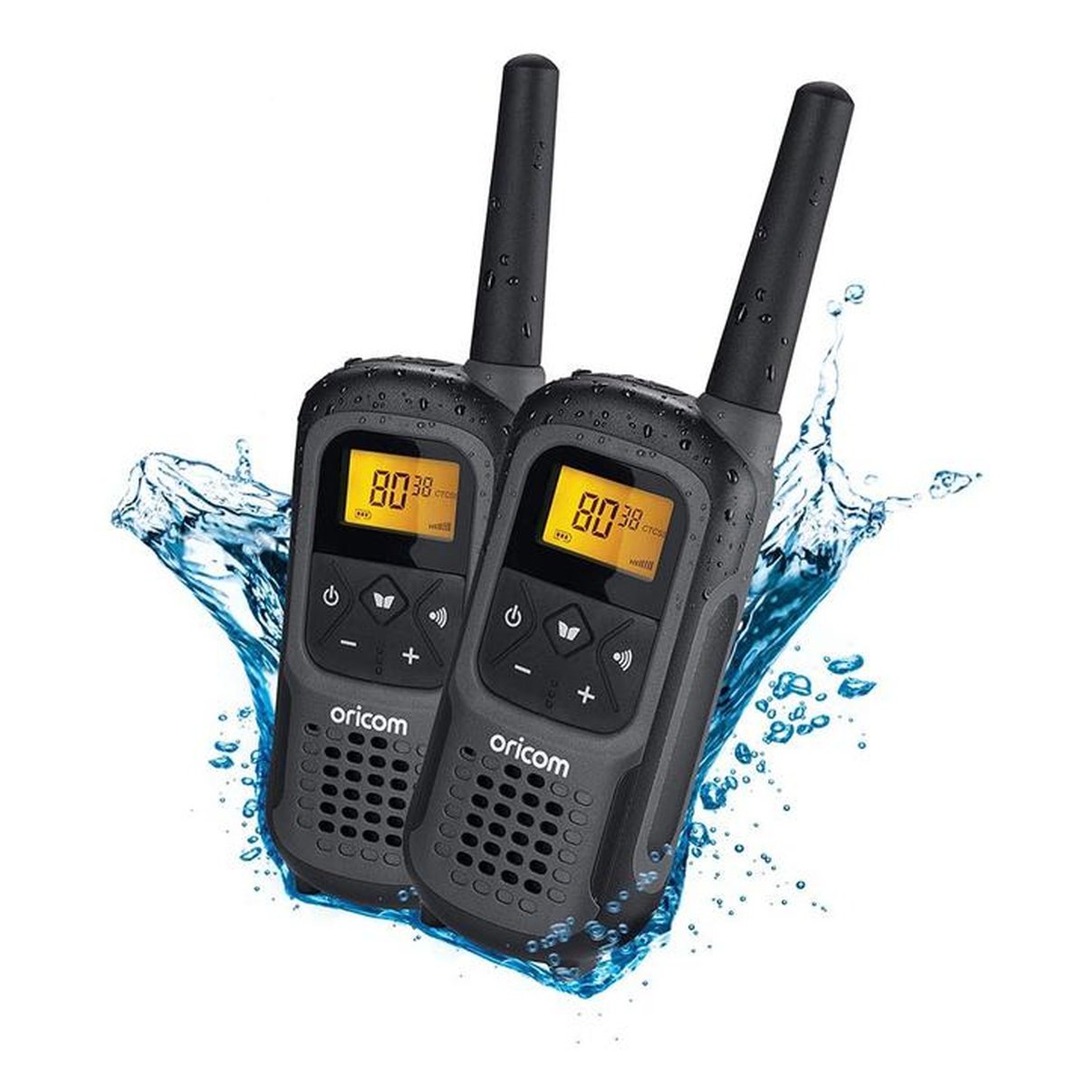 Oricom 2W UHF CB Marine Waterproof IPX7 Handheld Radio 80 Channel Twin Pack UHF2500-2GR