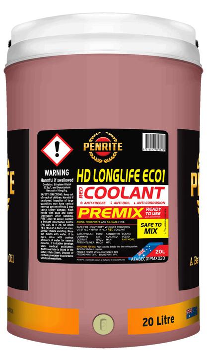 Penrite HD Longlife ECO1 Heavy Duty Coolant Premix 20L AFABEC01PMX020