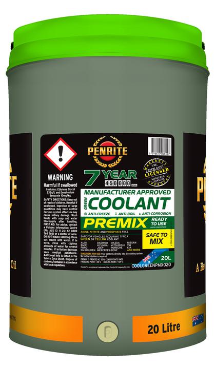 Penrite 7 Year 450,000km Green Coolant Premix 20L COOLGREENPMX020