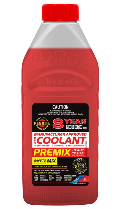 Penrite 8 Year 500,000km Red Coolant Premix 1L COOLREDPMX001