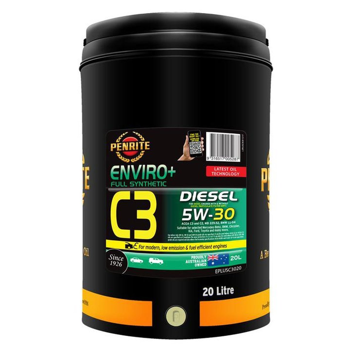 Penrite Enviro+ C3 Synthetic Engine Oil 5W-30 20L
