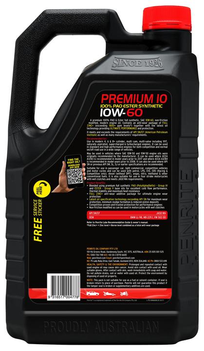 Penrite 10 Tenths Premium 10W-60 Engine Oil 5L