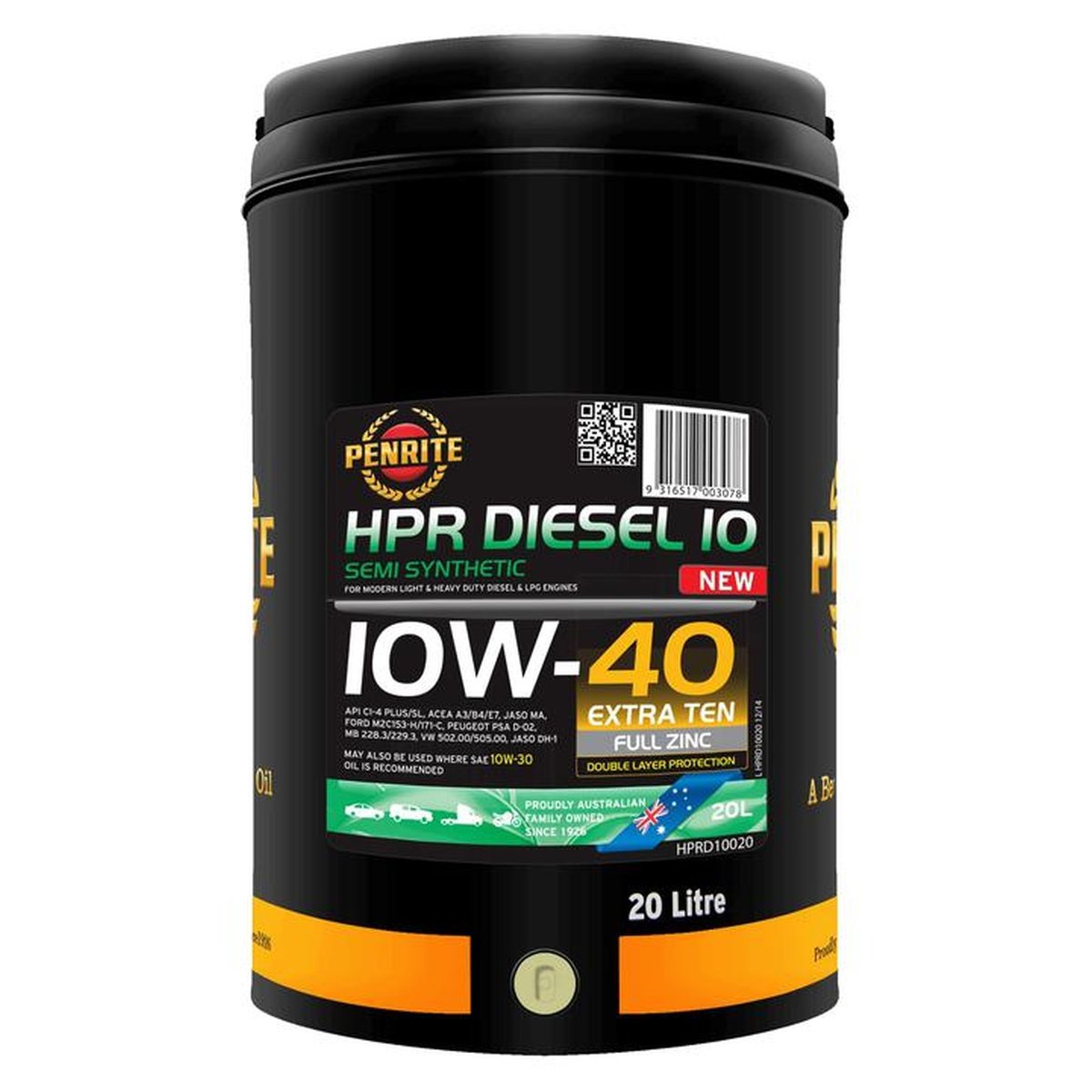Penrite HPR Diesel 10 SAE 10W-40 Engine Oil 20L