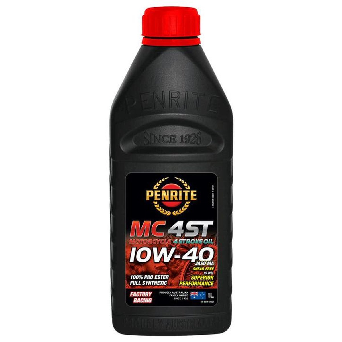 Penrite MC-4ST 10W-40 Motorcycle Engine Oil 100% Pao & Ester 1L MC410W40001