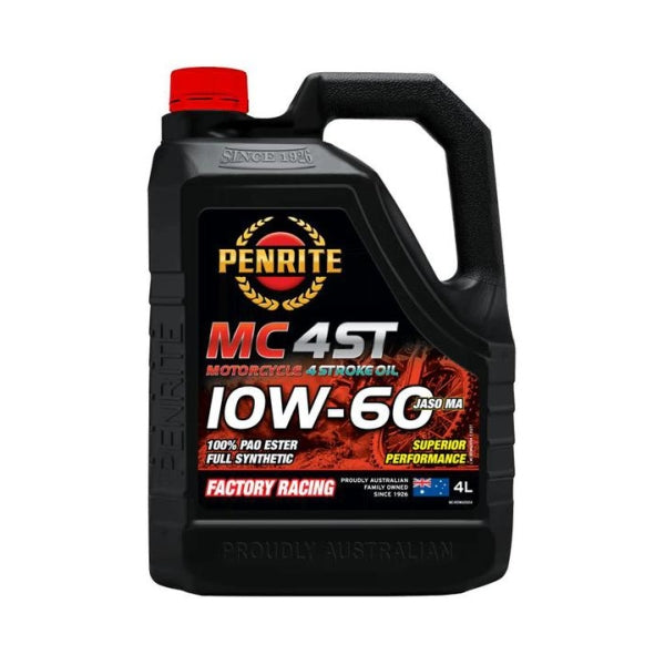 Penrite MC-4ST 10W-60 Full-Syn Motorcycle Engine Oil 100% Pao & Ester 4L MC410W60004
