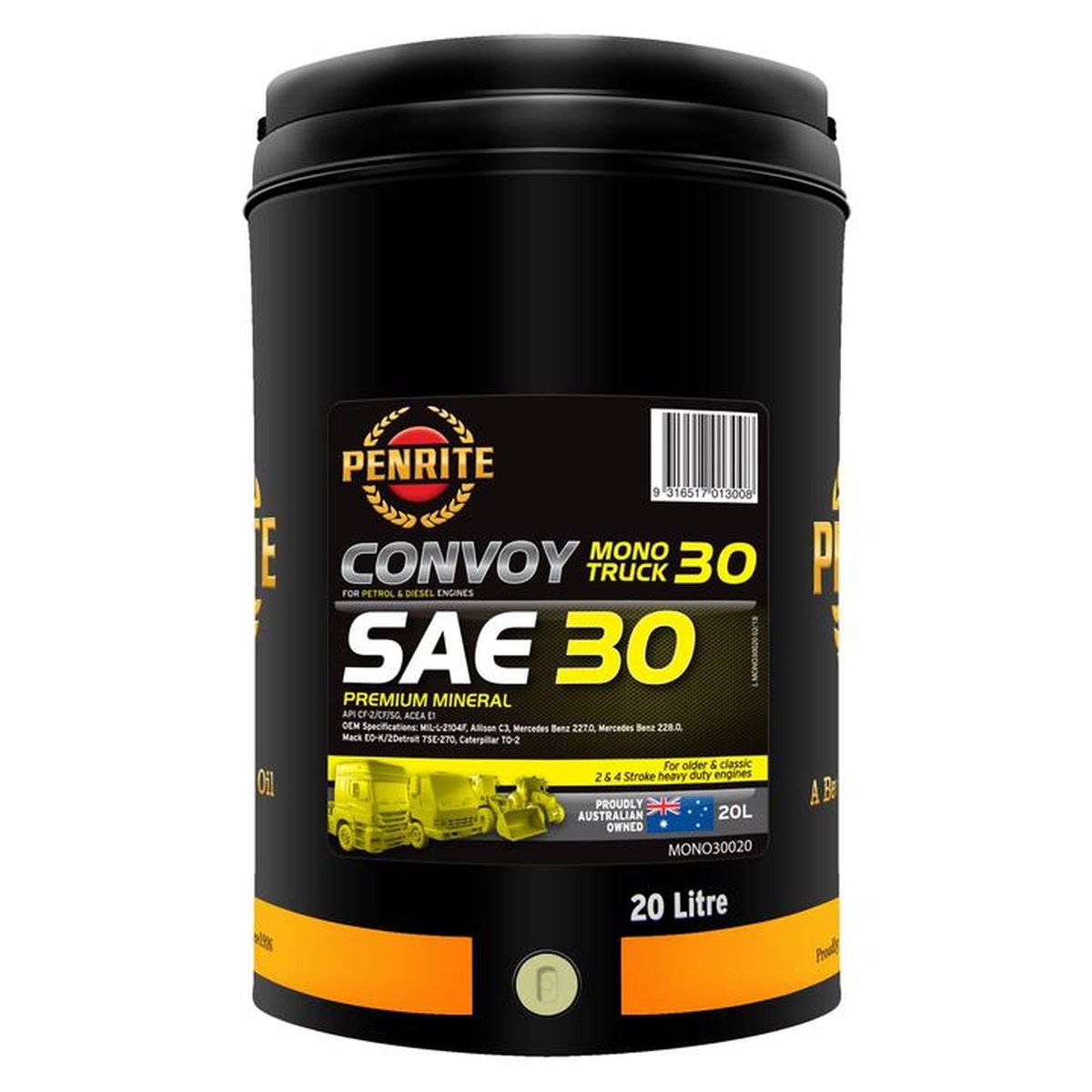 Penrite Mono Truck 30 SAE 30 Engine Oil 20L MONO30020