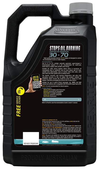 Penrite Stops Burning 30-70 Engine Oil 5L