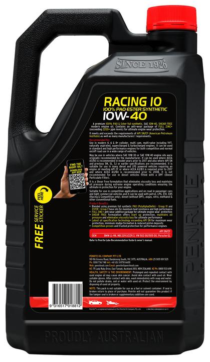 Penrite 10 Tenths Racing 10W-40 Engine Oil 5L