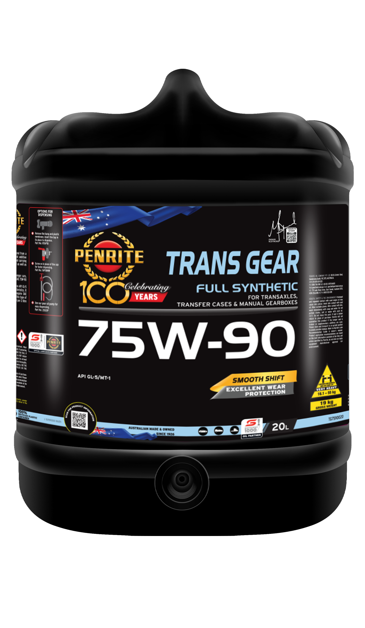 Penrite Trans Gear SAE 75W-90 Full Synthetic Engine Oil 20L TG7590020