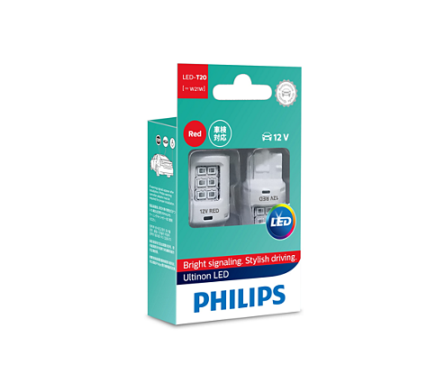 Philips Ultinon LED T20 Wedge Globe 12V Red 11065ULRX2