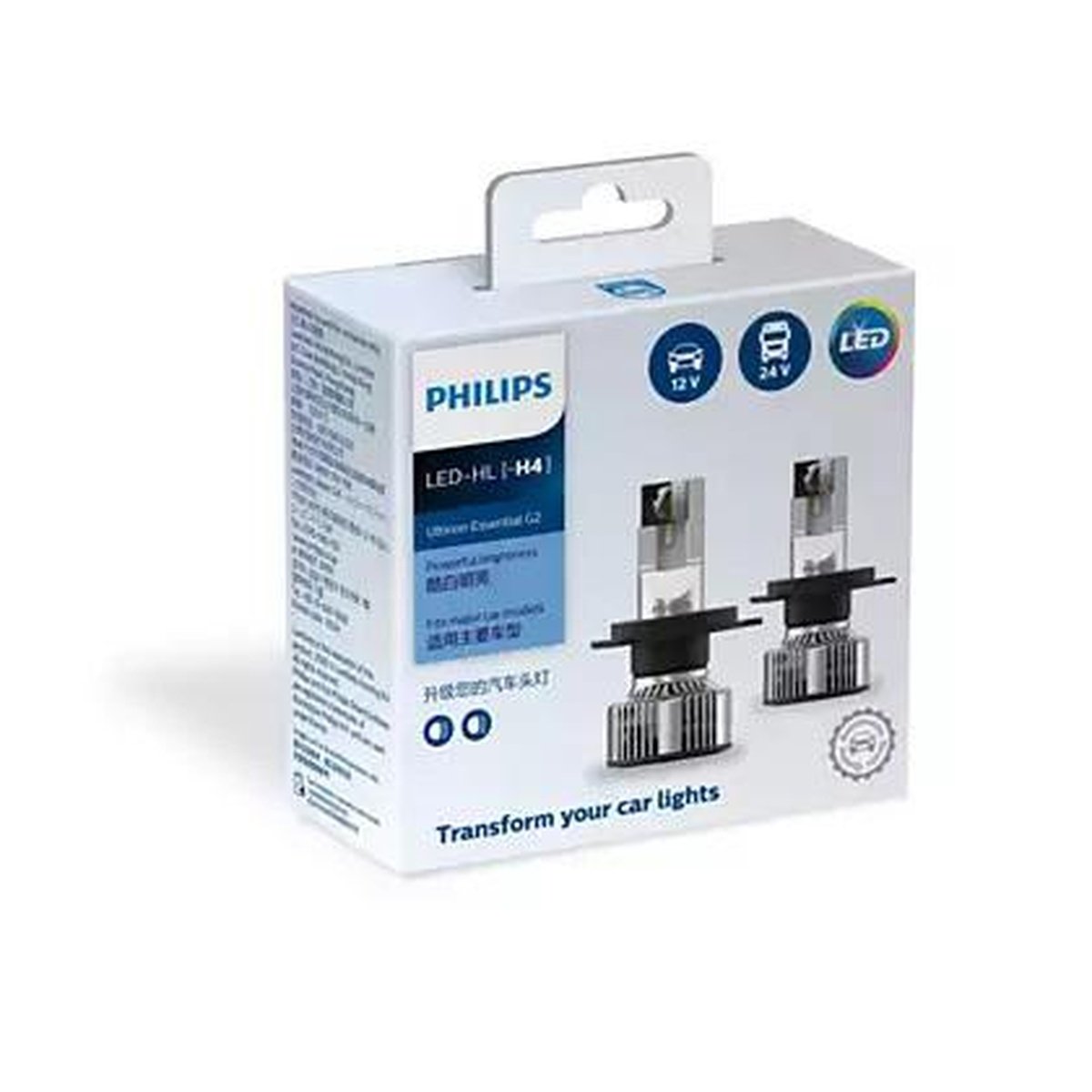 Philips Ultinon Essentials LED H4 Headlight Globe (Pair) 11342UE2X2