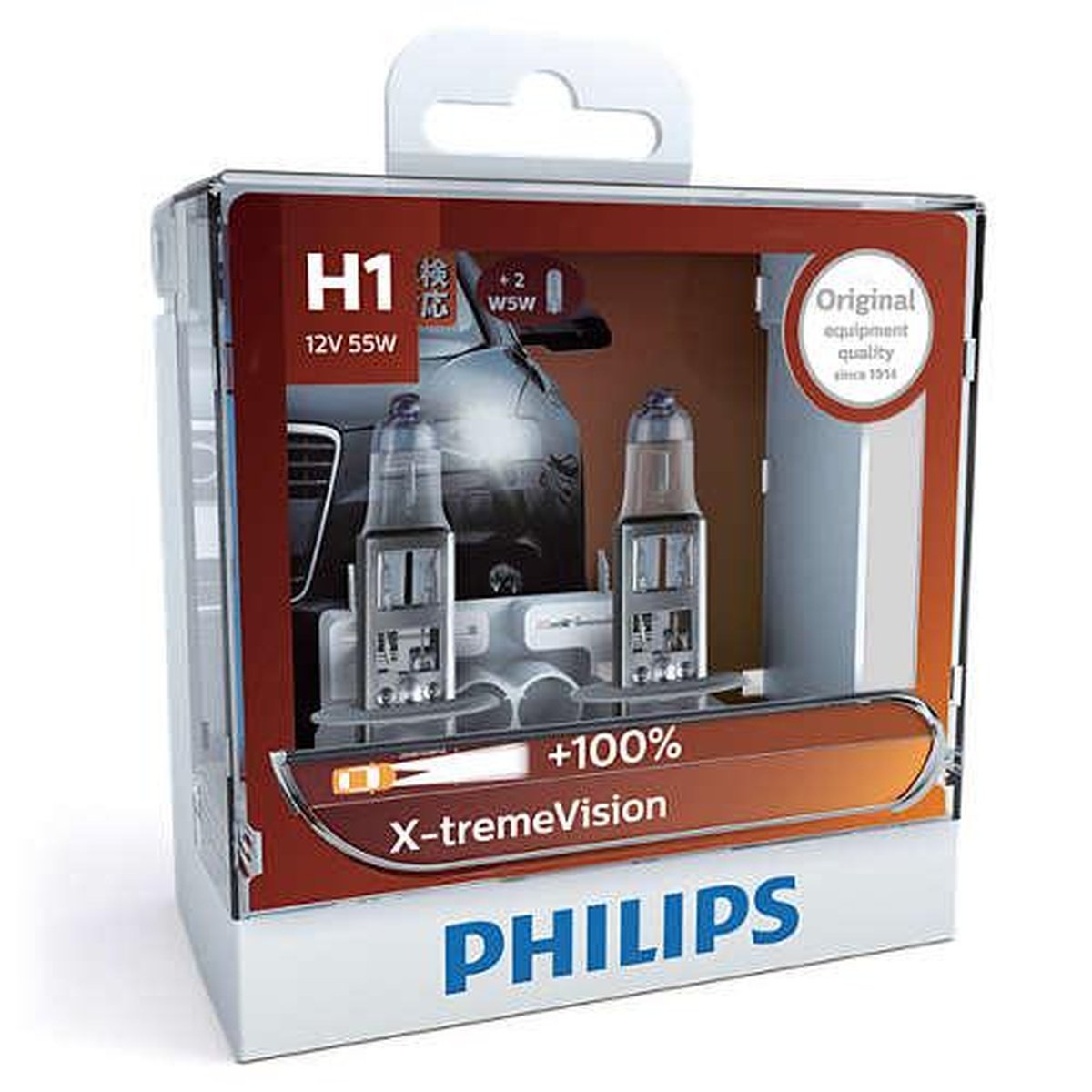 Philips X-treme Vision +100 H1 Globe 12V 55W (2Pk) 12258XVSM