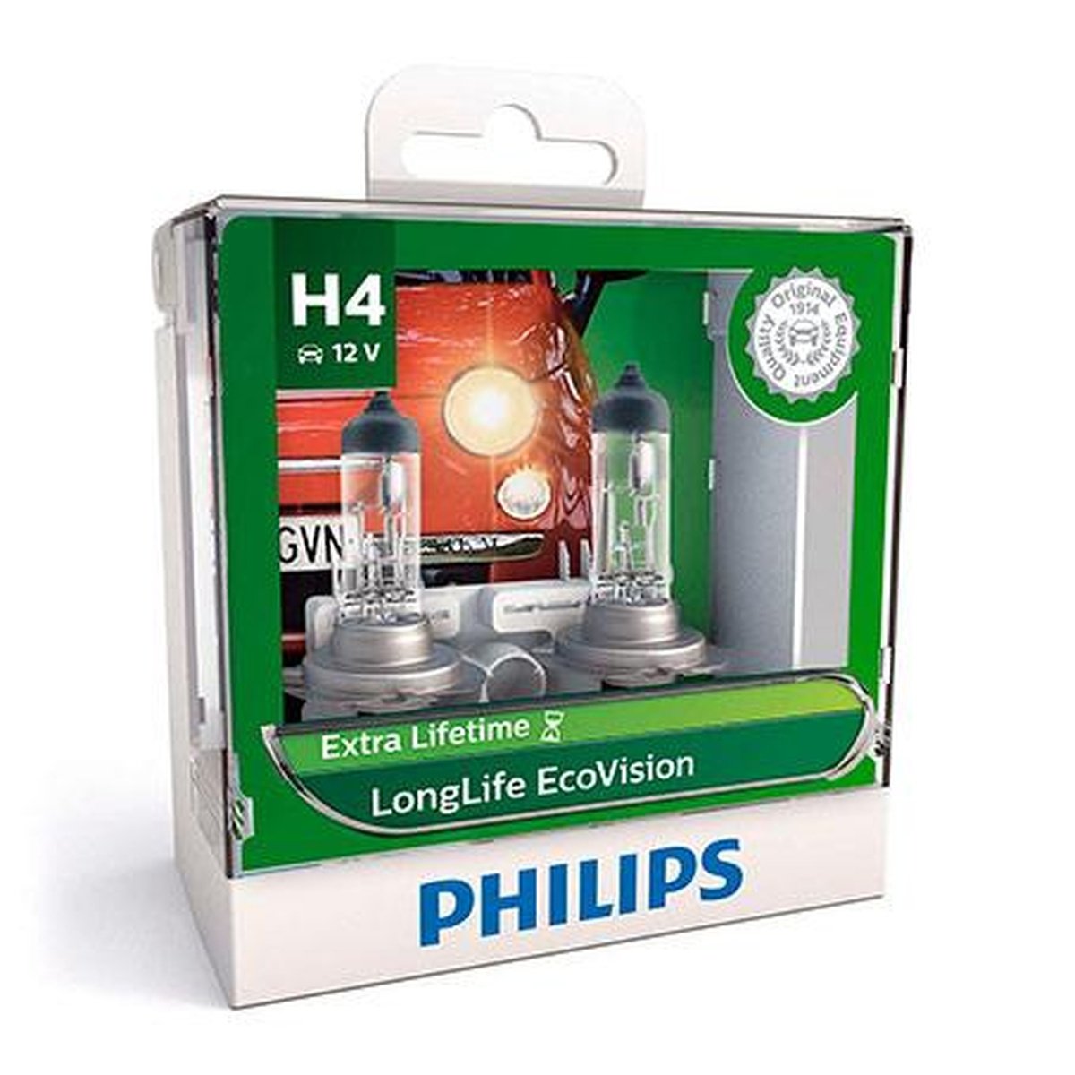 Philips Eco Vision H4 Globe 12V 60/55W (2Pk) Longlife 12342LLECOS2