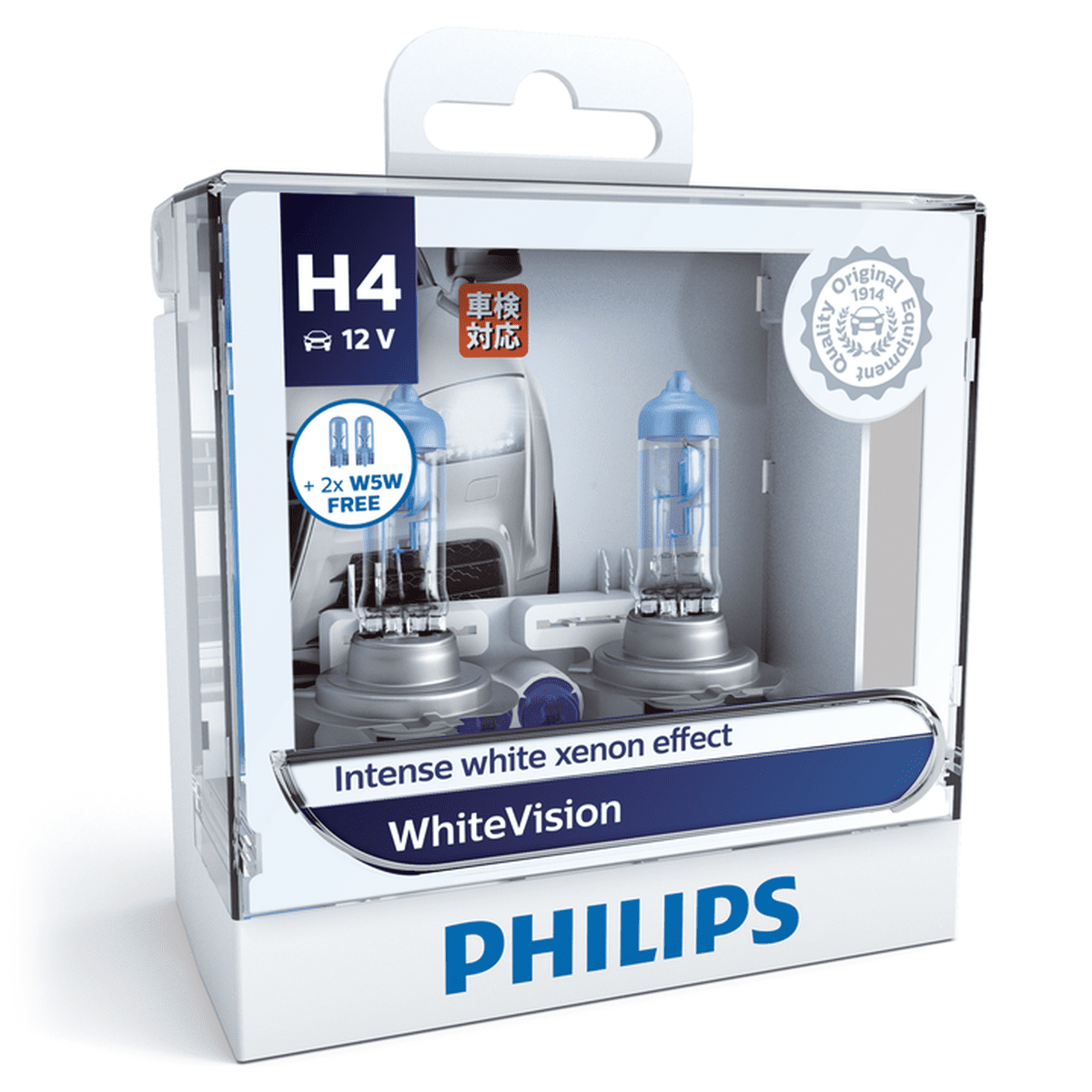 Philips White Vision H4 Globe 12V 60/55W (2Pk) 12342WHVSM