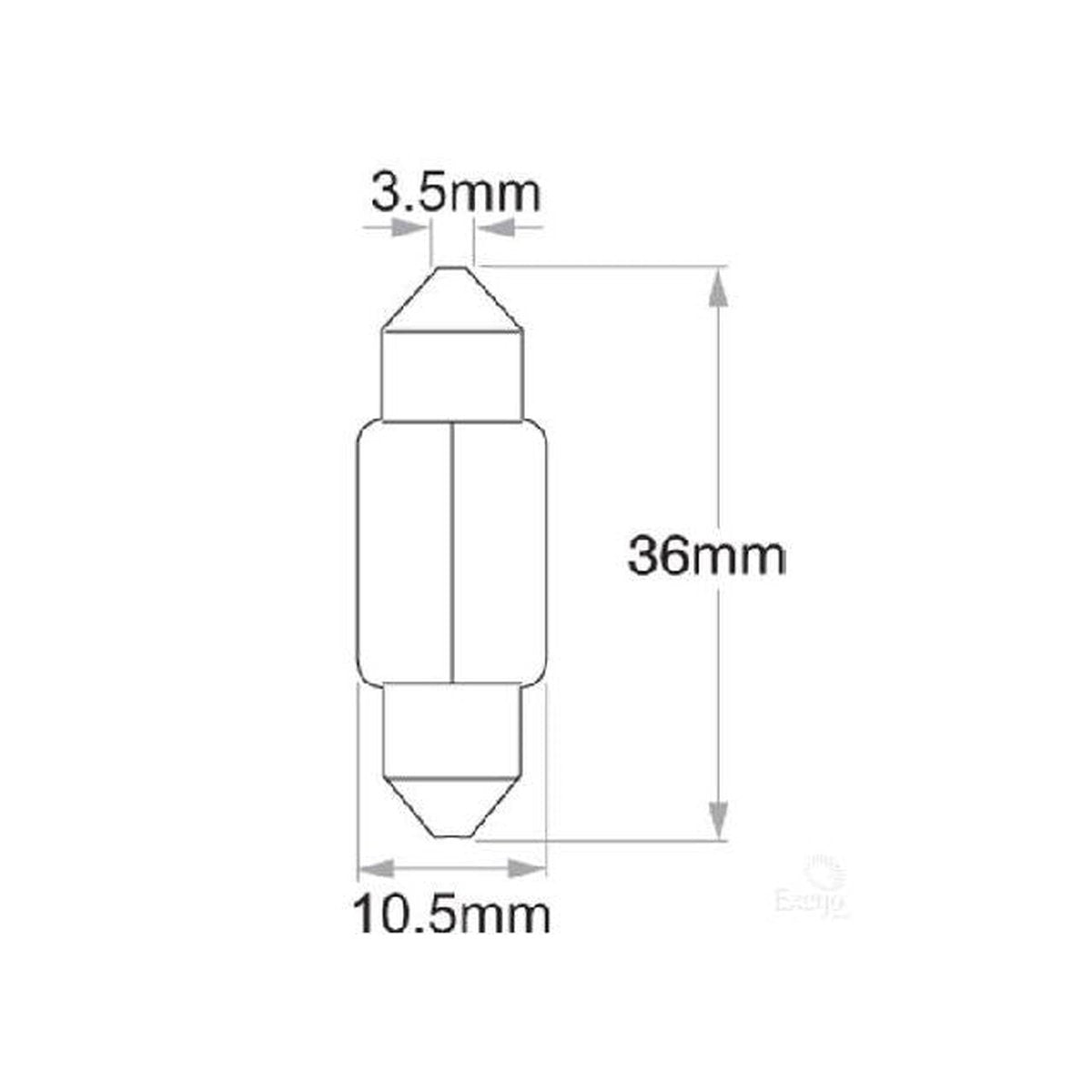 Philips Standard Festoon Globe 36x10mm 12V 5W (10Pk) 12844